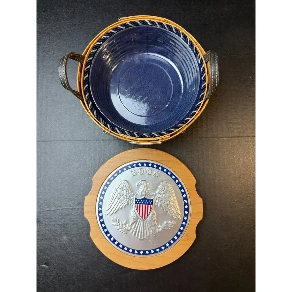 Longaberger 2005 Inaugural Basket, Liner, Protector, Medallion, Lid Combo